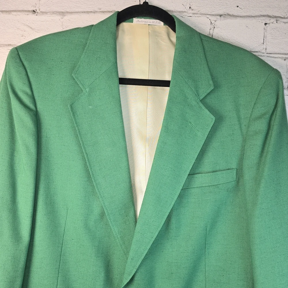 VINTAGE JOHN PEEL LTD KELLY GREEN BLAZER MENS MADE IN THE USA 40L MASTERS